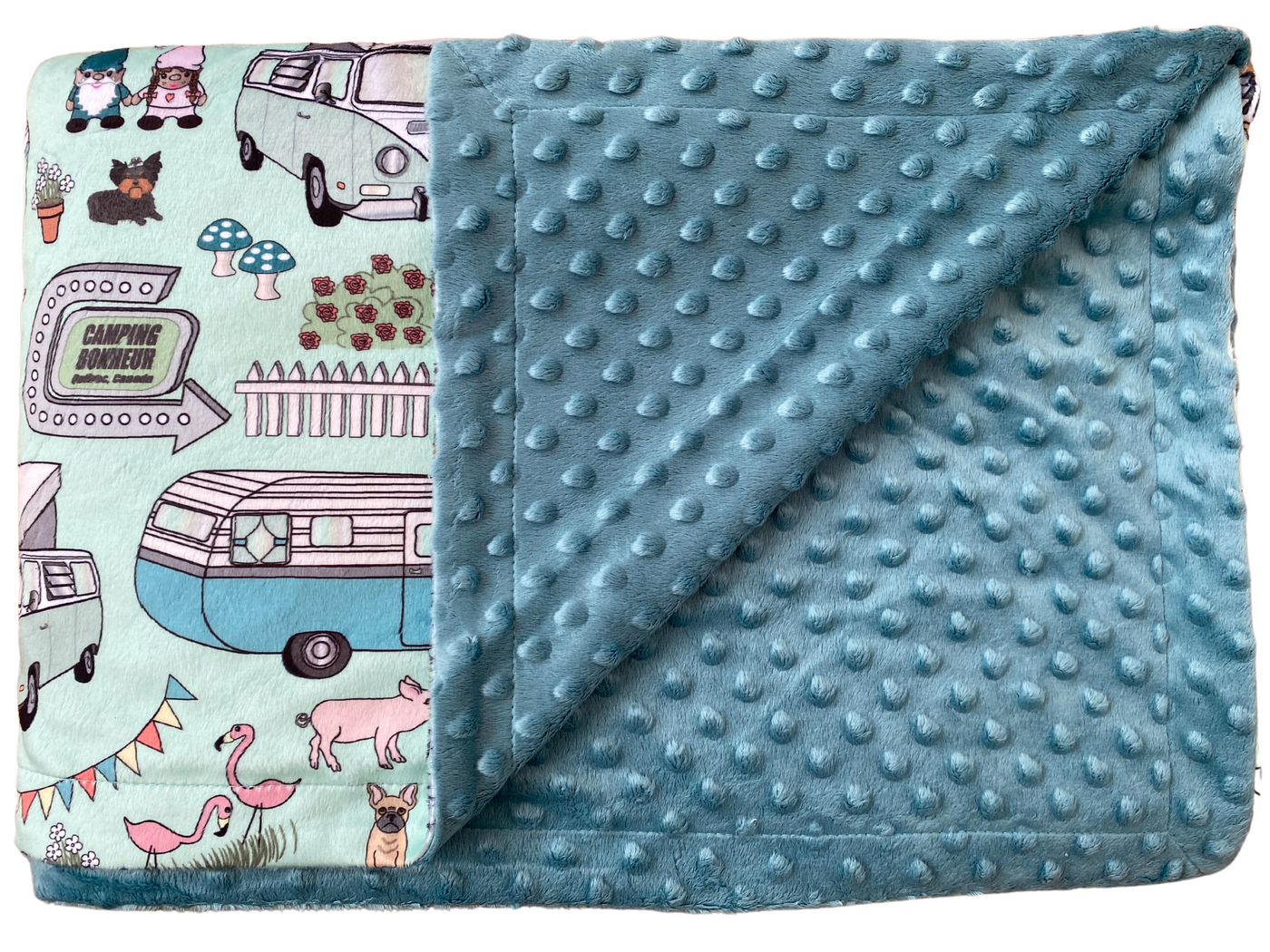 Baby Blanket: Happy Camping Turquoise