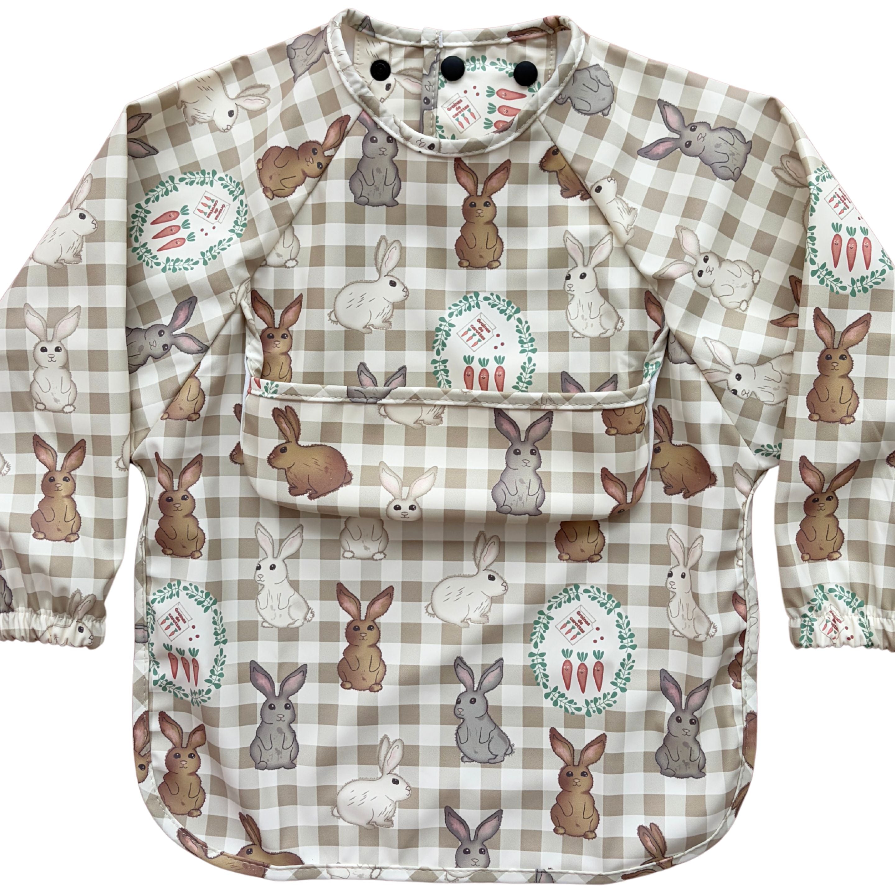 Bavette imperméable à manches longues avec poche : Lapins doux collection monde merveilleux