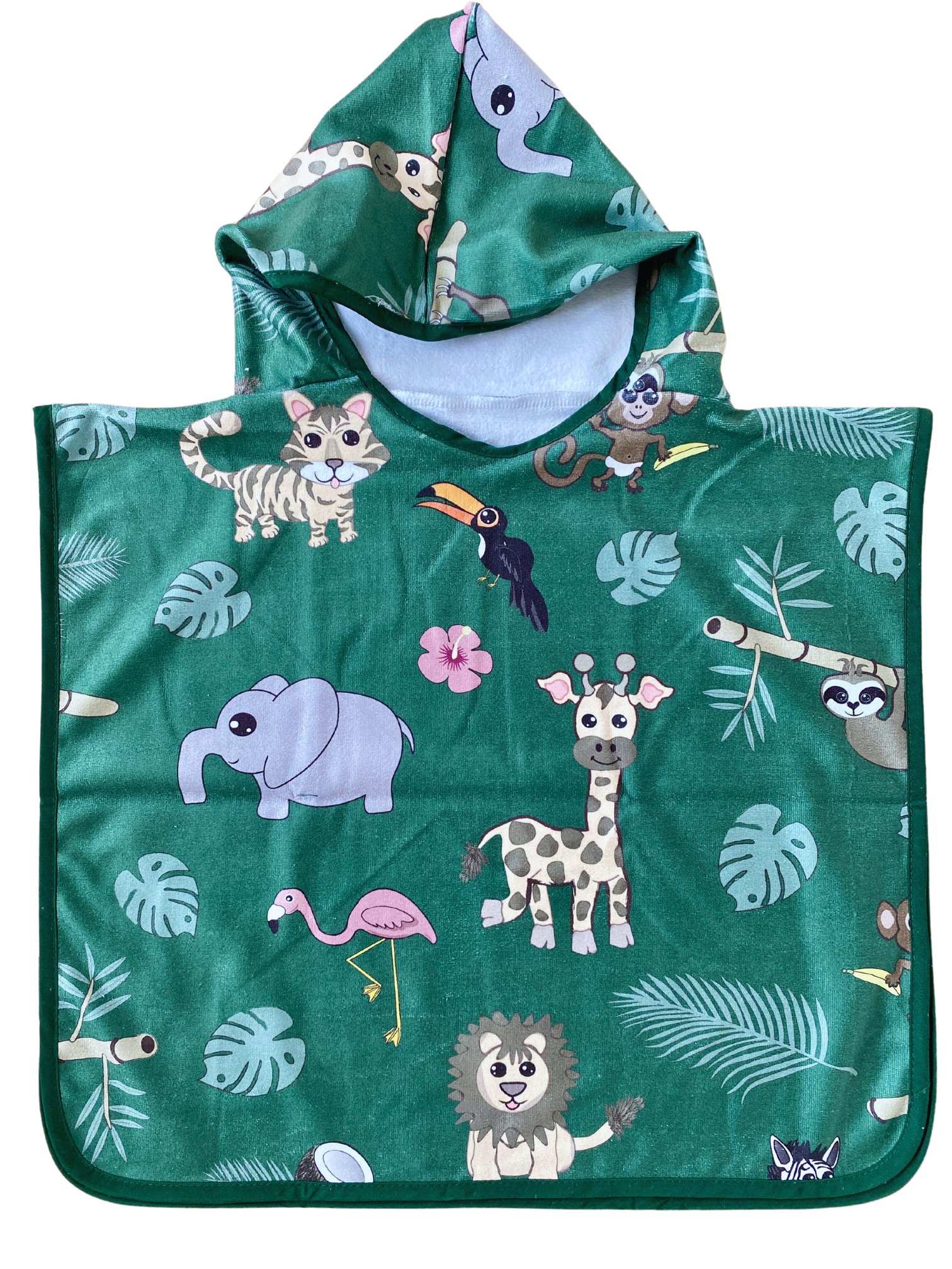 Hooded poncho towel for baby (0-18 months): Jungle animals