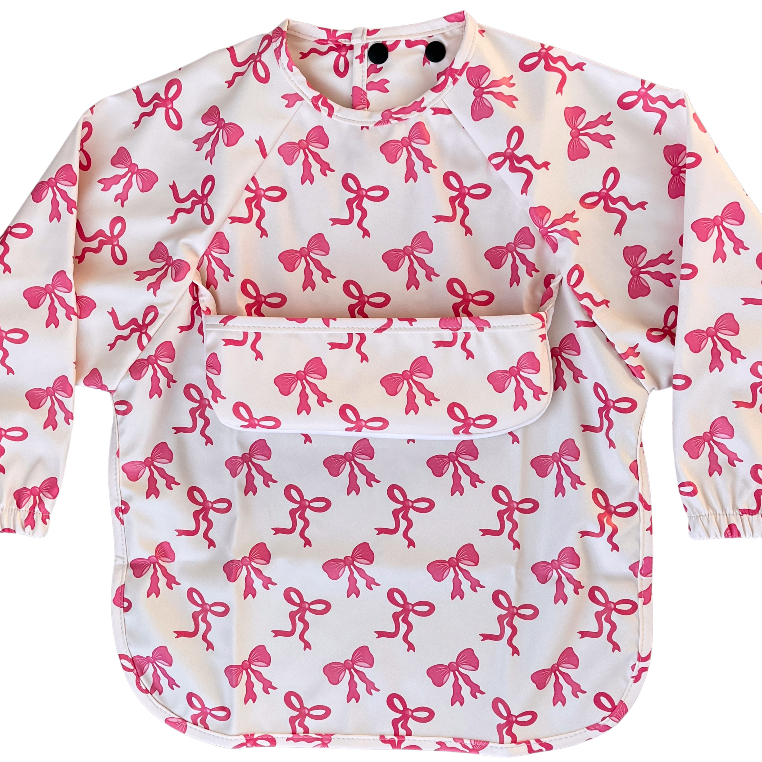 Bavette imperméable à manches longues avec poche : Boucles (fond rose)