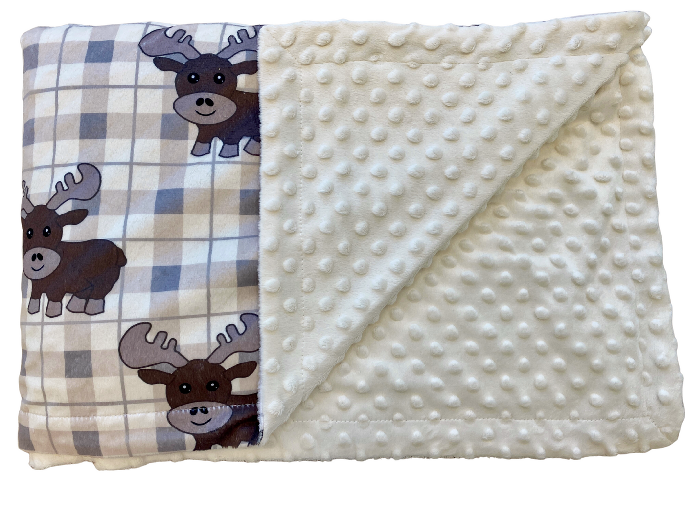 Baby blanket: Plaid Cute Moose