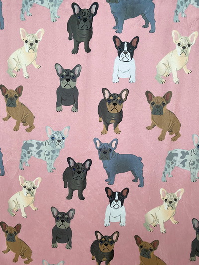 Giant Blanket: French Bulldog Party (Pink)