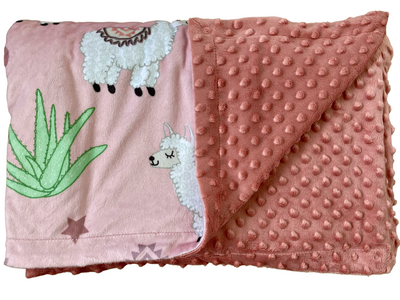Baby blanket: Sleeping Lama (Pink Background)