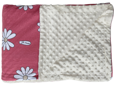Giant Blanket: Daisies BOHO (Raspberry Background)