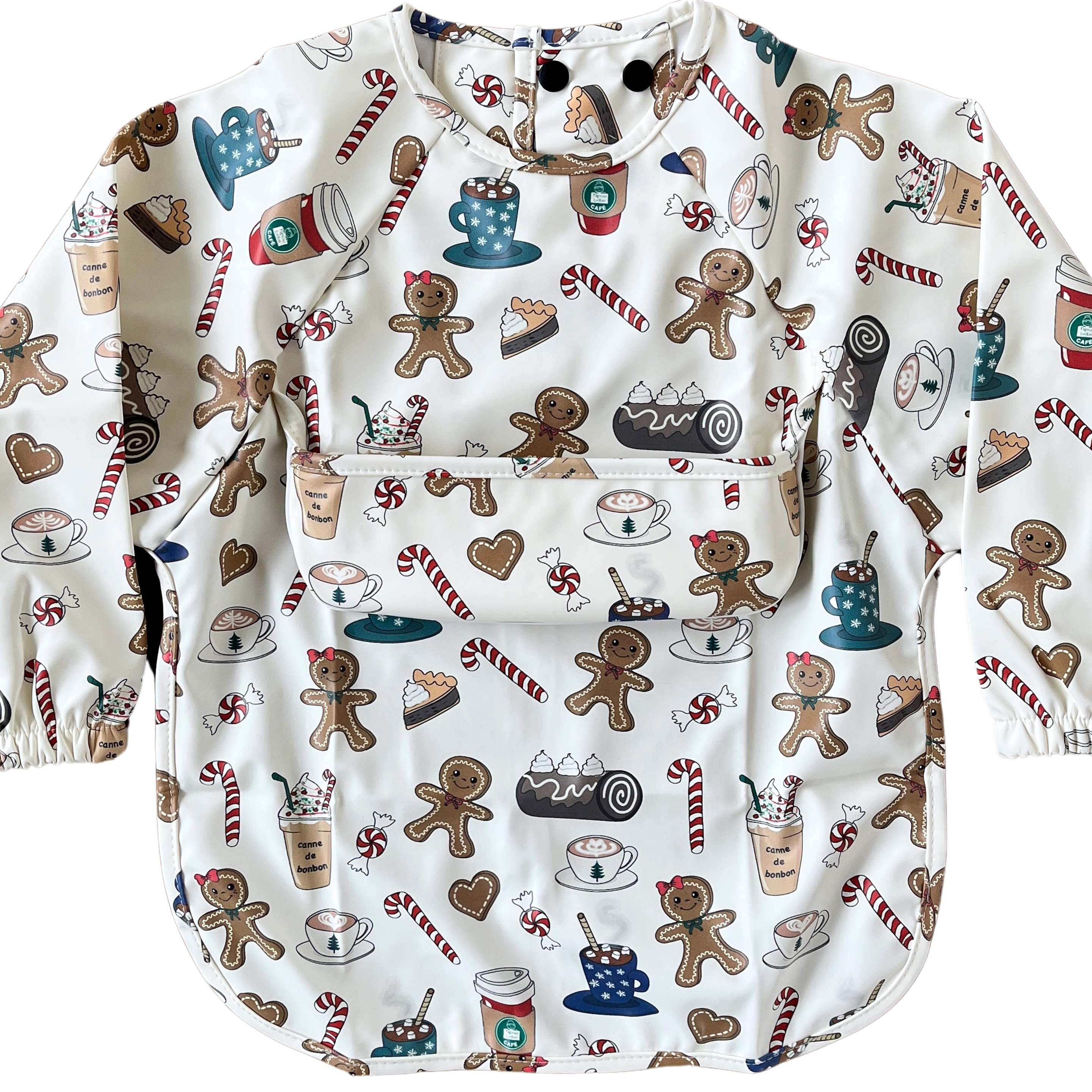 Bavette imperméable à manches longues avec poche : Les amis en pain d'épice