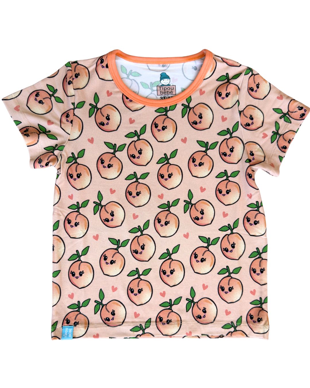 T-shirt bébé et enfant ultra doux en bambou (coupe relaxe) : Pêches charmantes