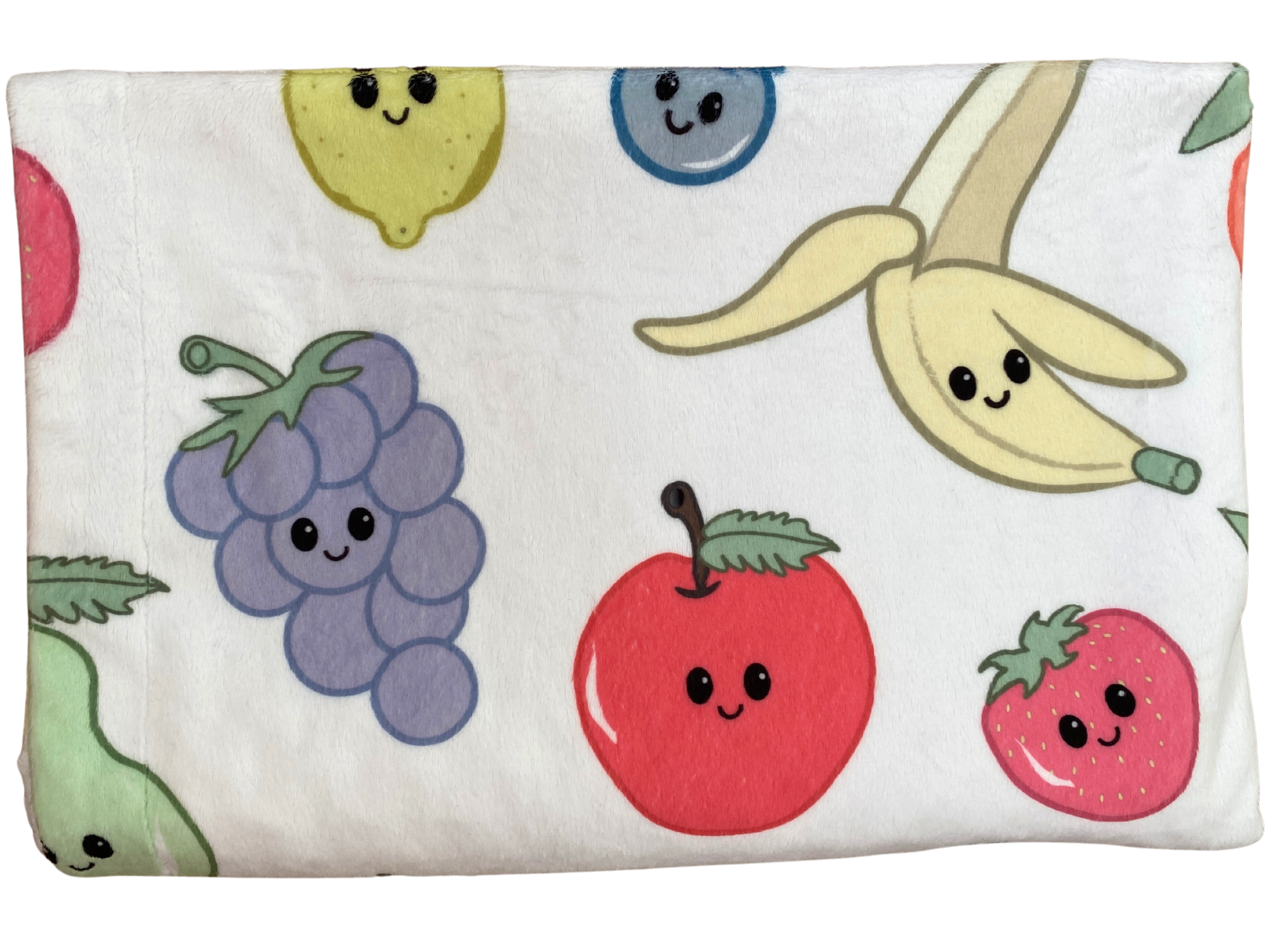 Couverture de bébé : Fruits mignons (fond blanc)