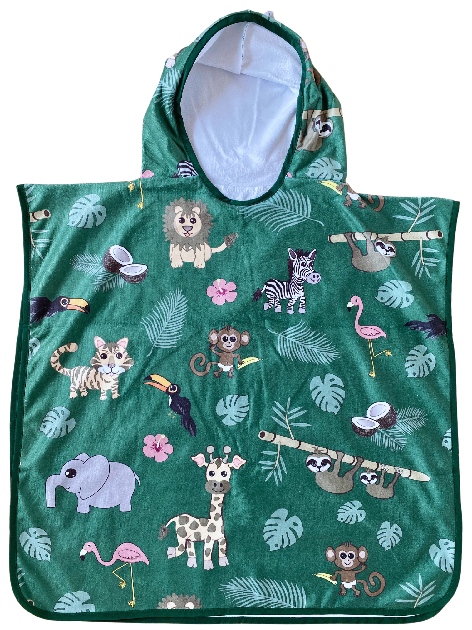 Serviette poncho à capuchon pour enfant (18 mois à 5 ans) : Animaux de la jungle