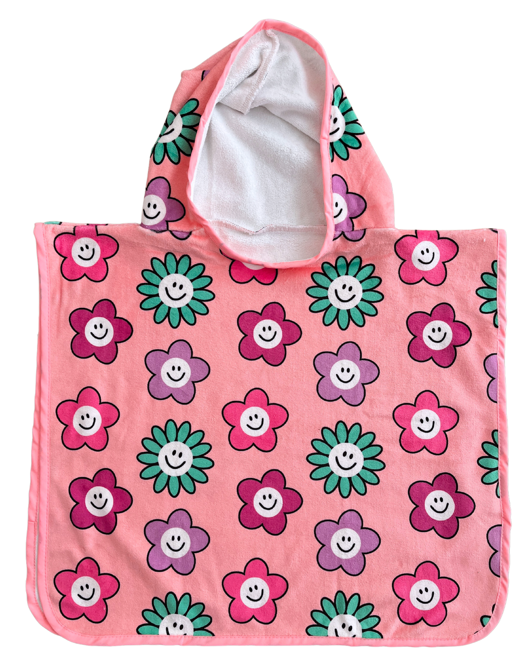 Baby Hooded Poncho Towel (0-18 months): Smiling Flowers