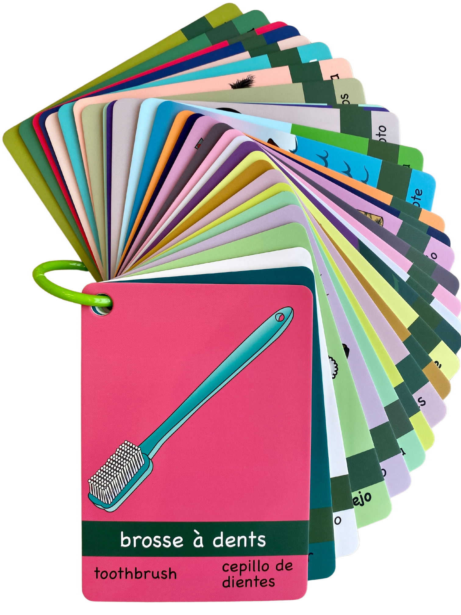 Série Verte: Cartes d’apprentissage 3 langues (Français, Anglais, Espagnol)