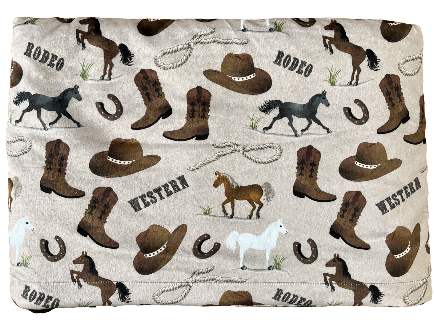 Baby blanket: Beige cowboy western