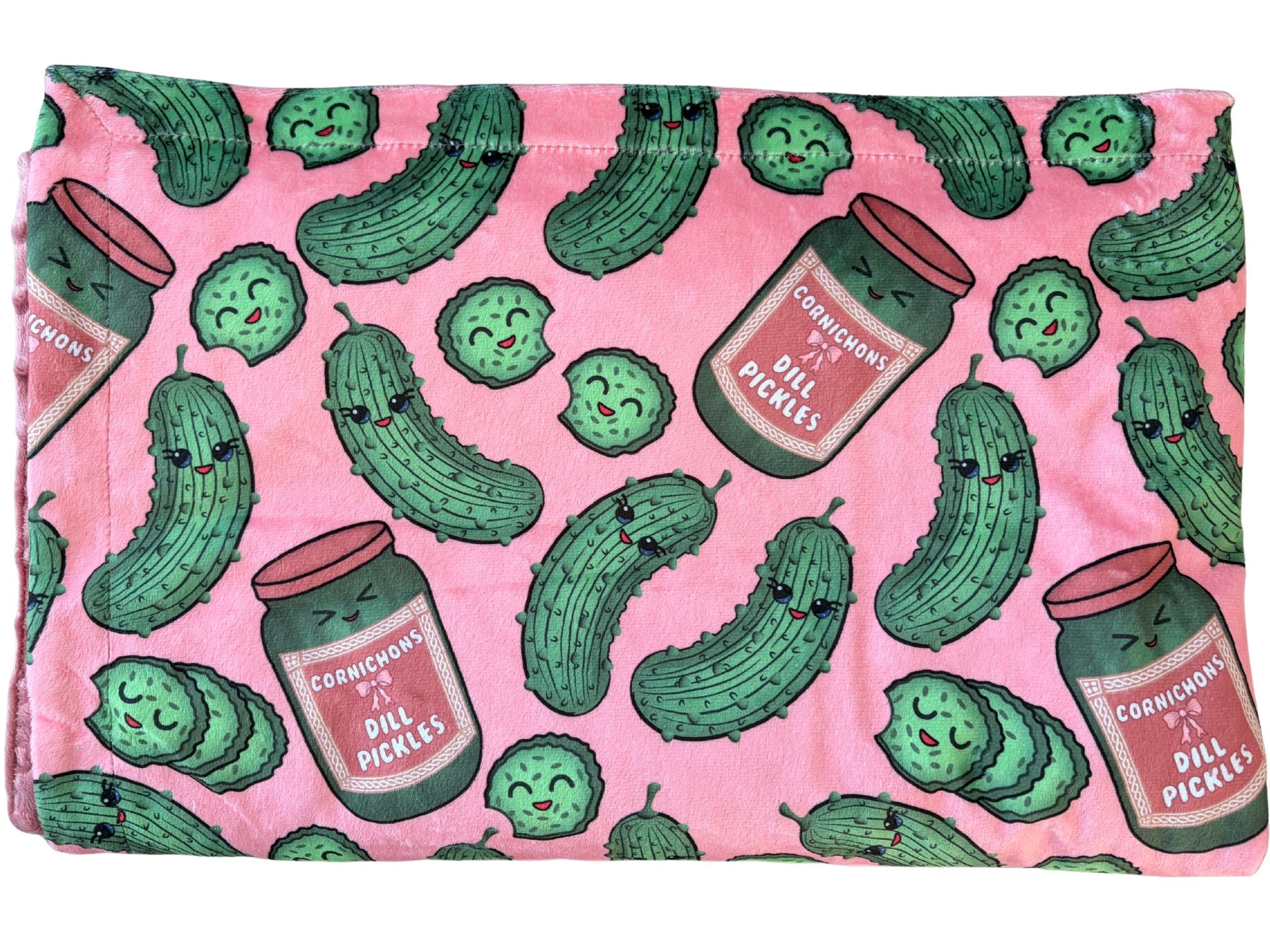 Couverture de bébé : Invasion des cornichons pickles (fond rose)