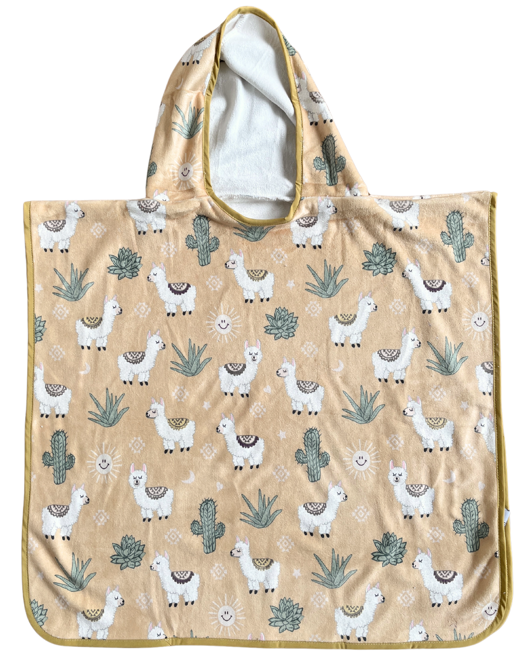 Serviette poncho à capuchon pour enfant (18 mois à 5 ans) : Lamas ensoleillés