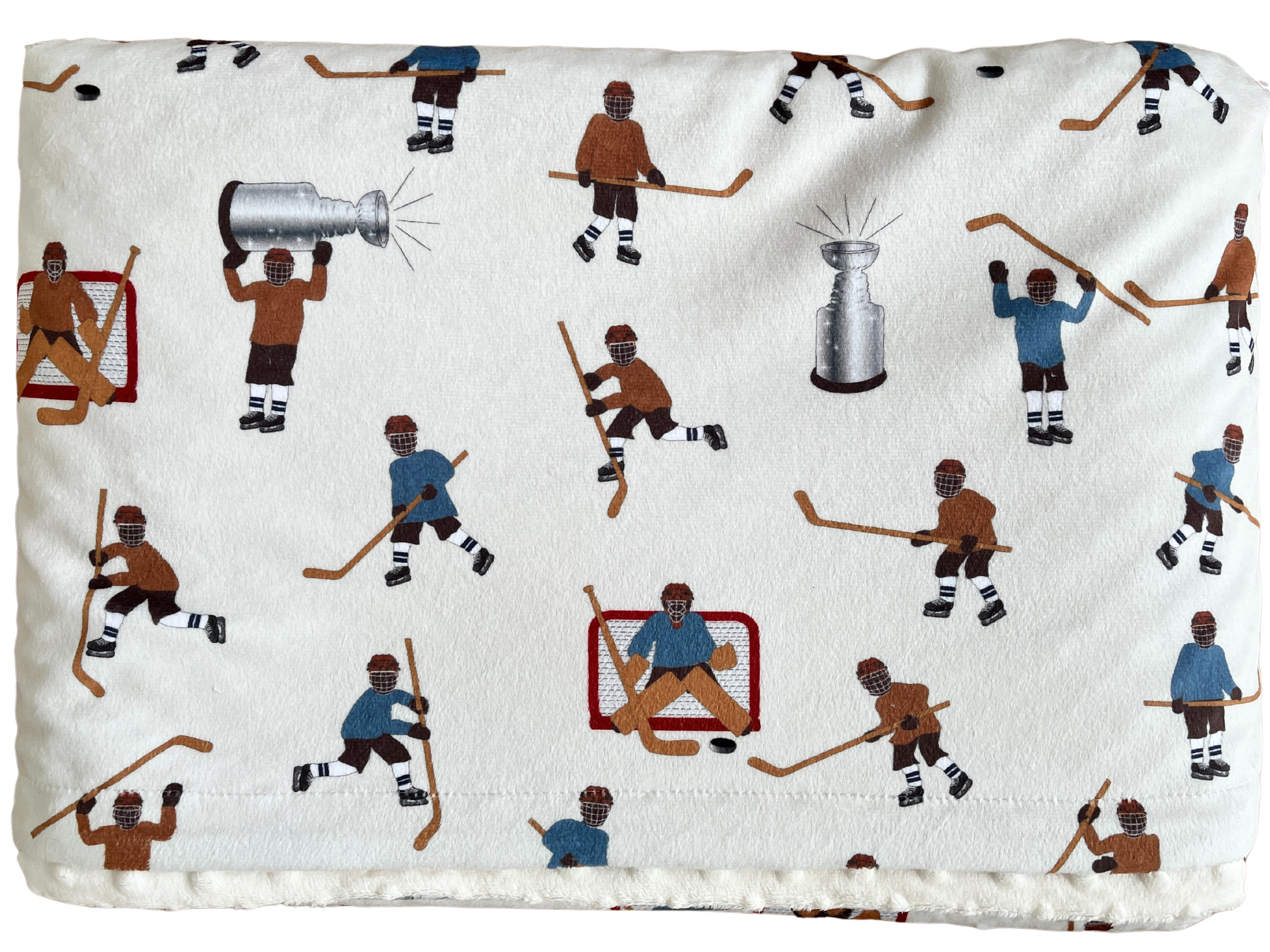Baby Blanket: Hockey players (blue vs brown)