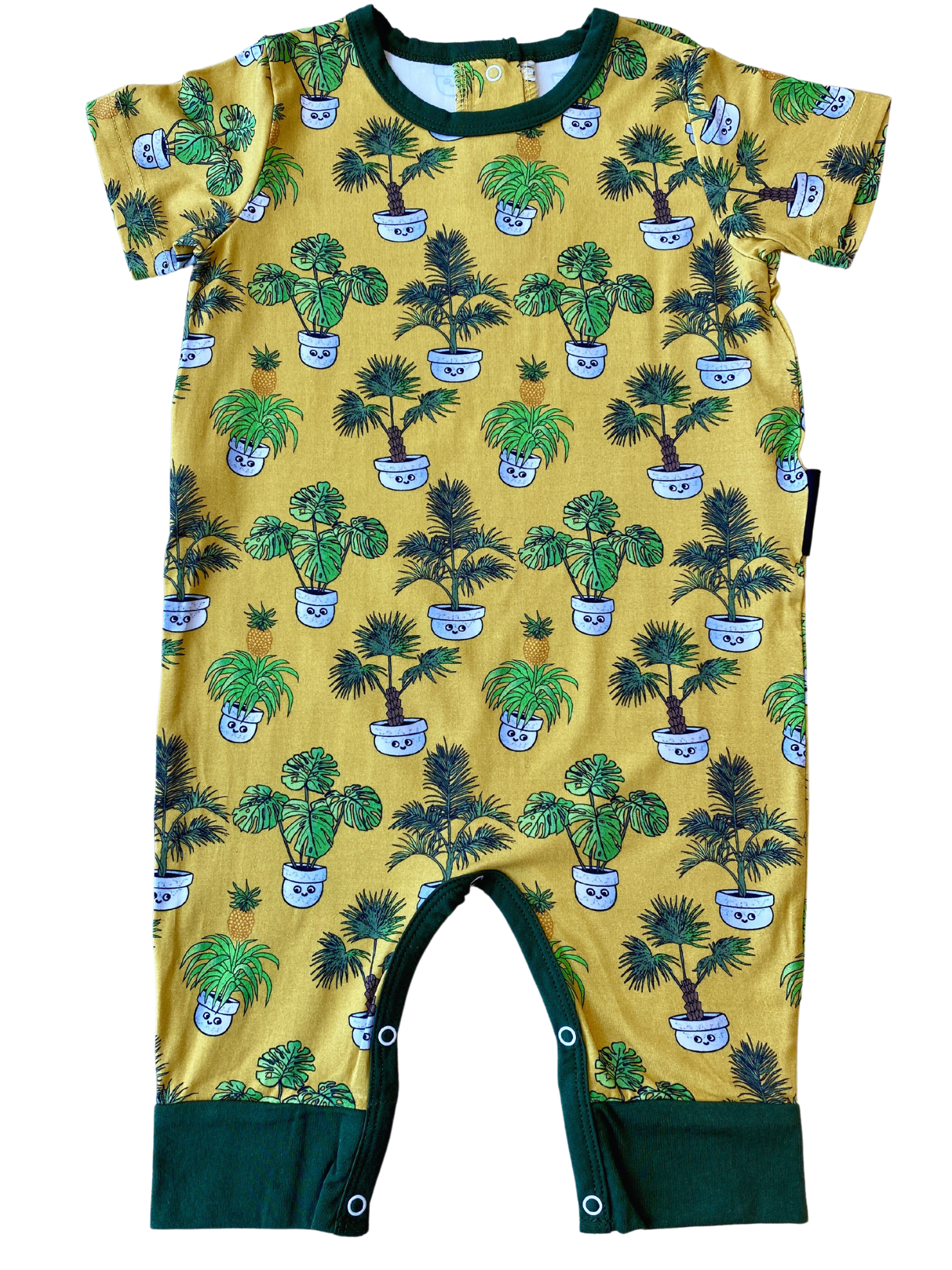 Soft Bamboo Romper : Botanical Garden Spicy Mustard