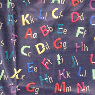 Waterproof long-sleeve bib with pocket: The friendly alphabets