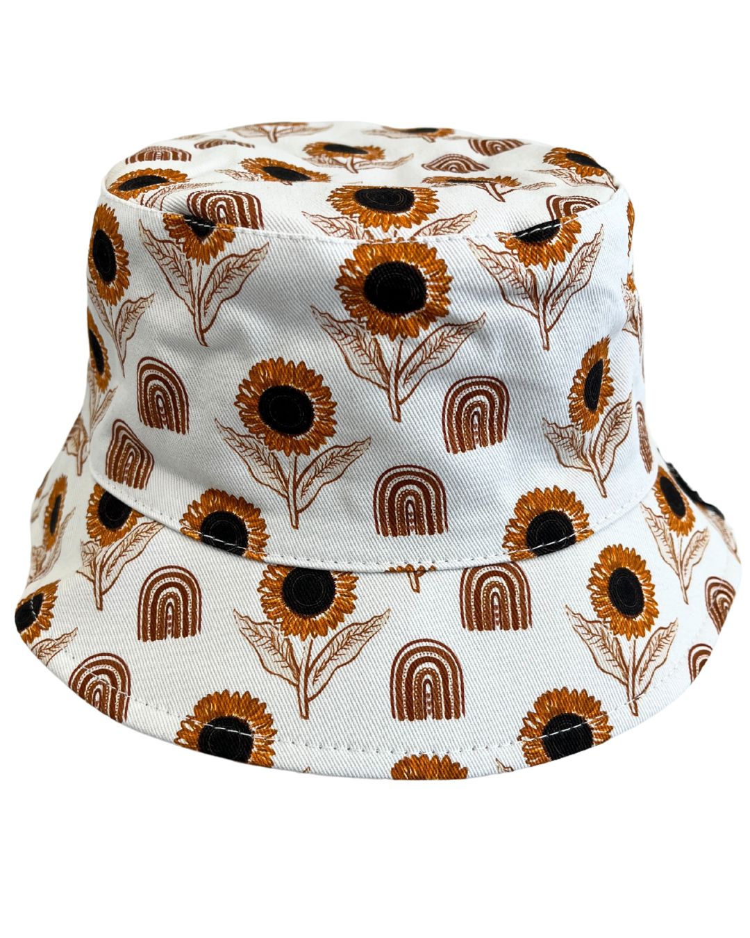 Reversible Hat : BOHO Sunflowers (cream background)