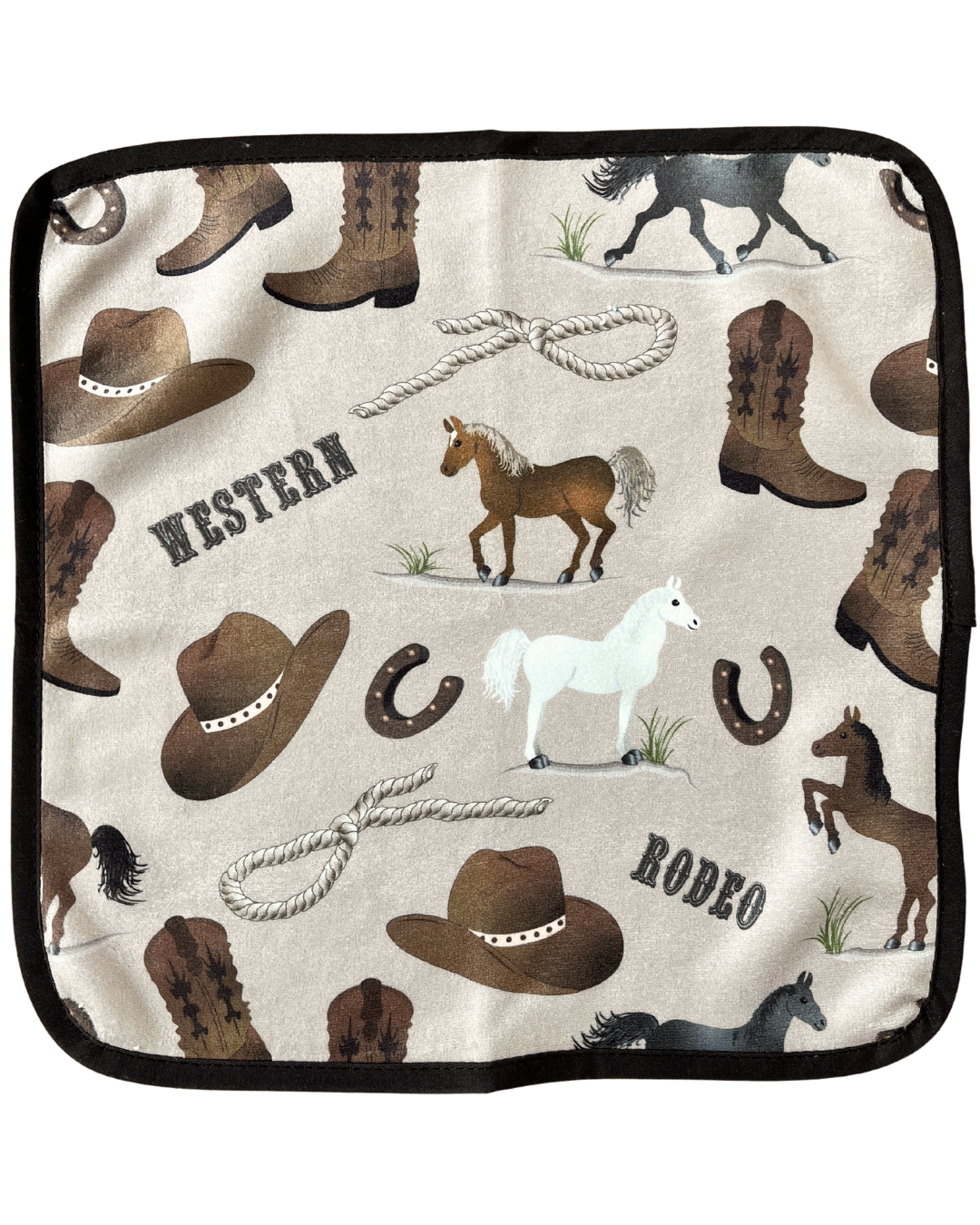 Washcloth: Beige Western cowboy