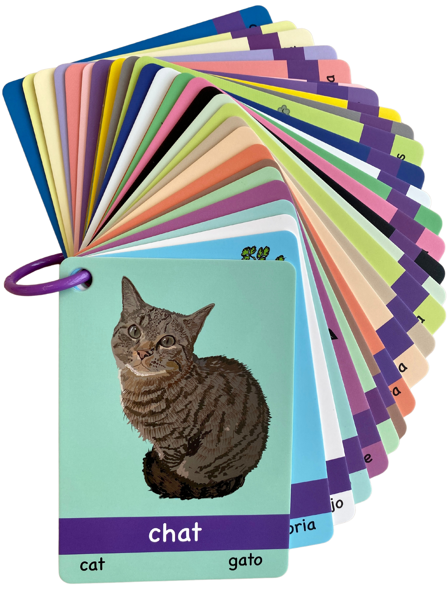 Série Mauve: Cartes d’apprentissage 3 langues (Français, Anglais, Espagnol)