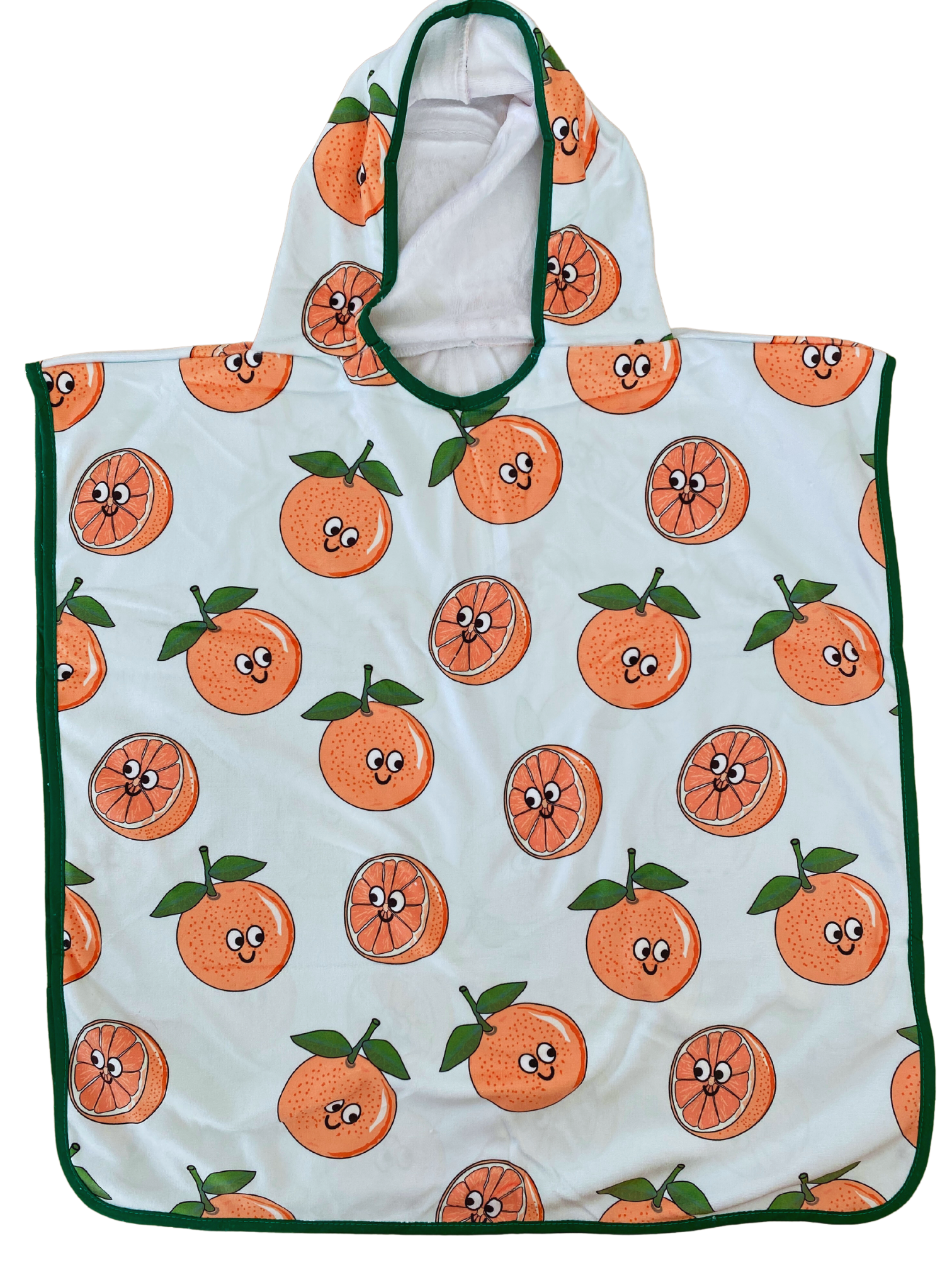 Serviette poncho à capuchon pour enfant (18 mois à 5 ans) : Clémentines Souriantes