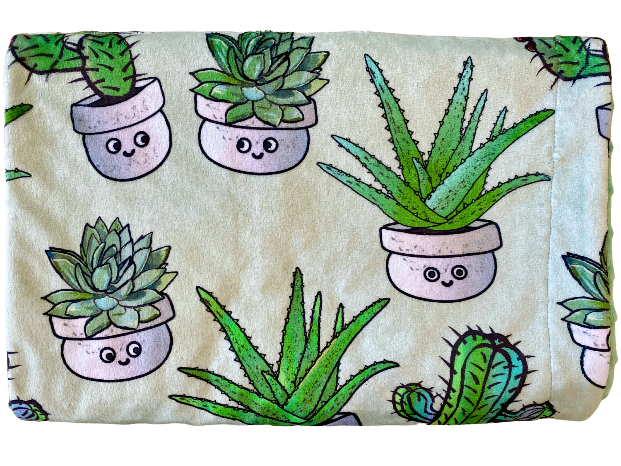 Baby blanket: Soft Cactus and Succulent plants Sage Green