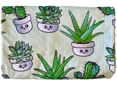 Baby blanket Soft Cactus and Succulent plants Sage Green