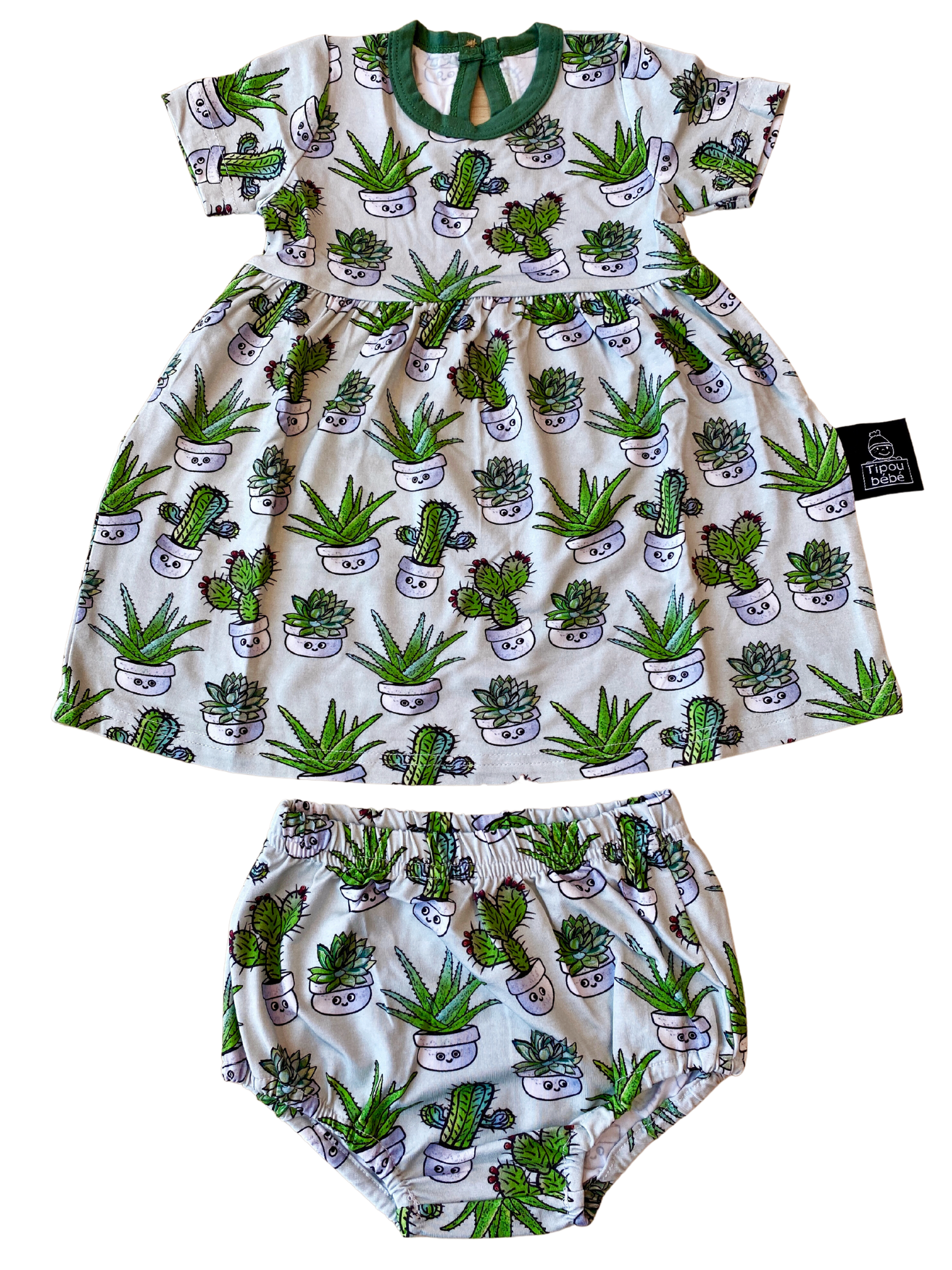 Soft Bamboo Dress : Soft Cactus and Succulent Plants Sage Green