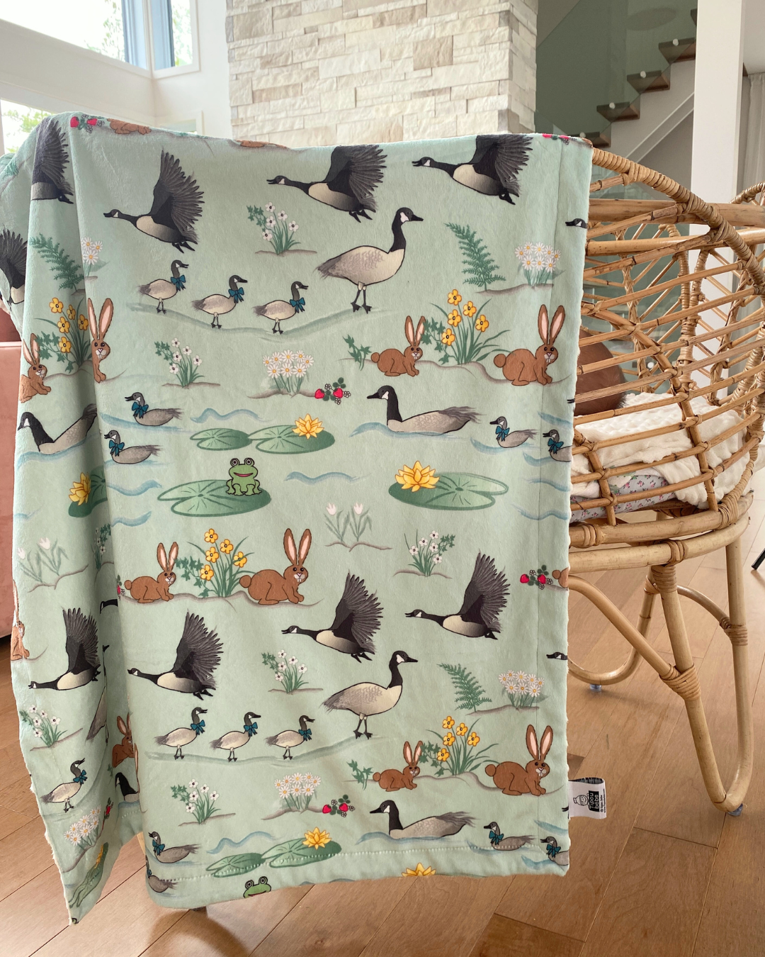 Baby Blanket: Canada Geese and Rabbits