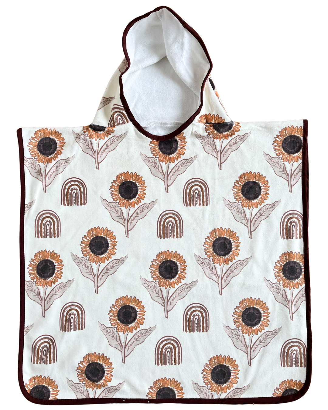 Hooded towel for children (18 months to 5 years): BOHO Sunflowers (cream background)