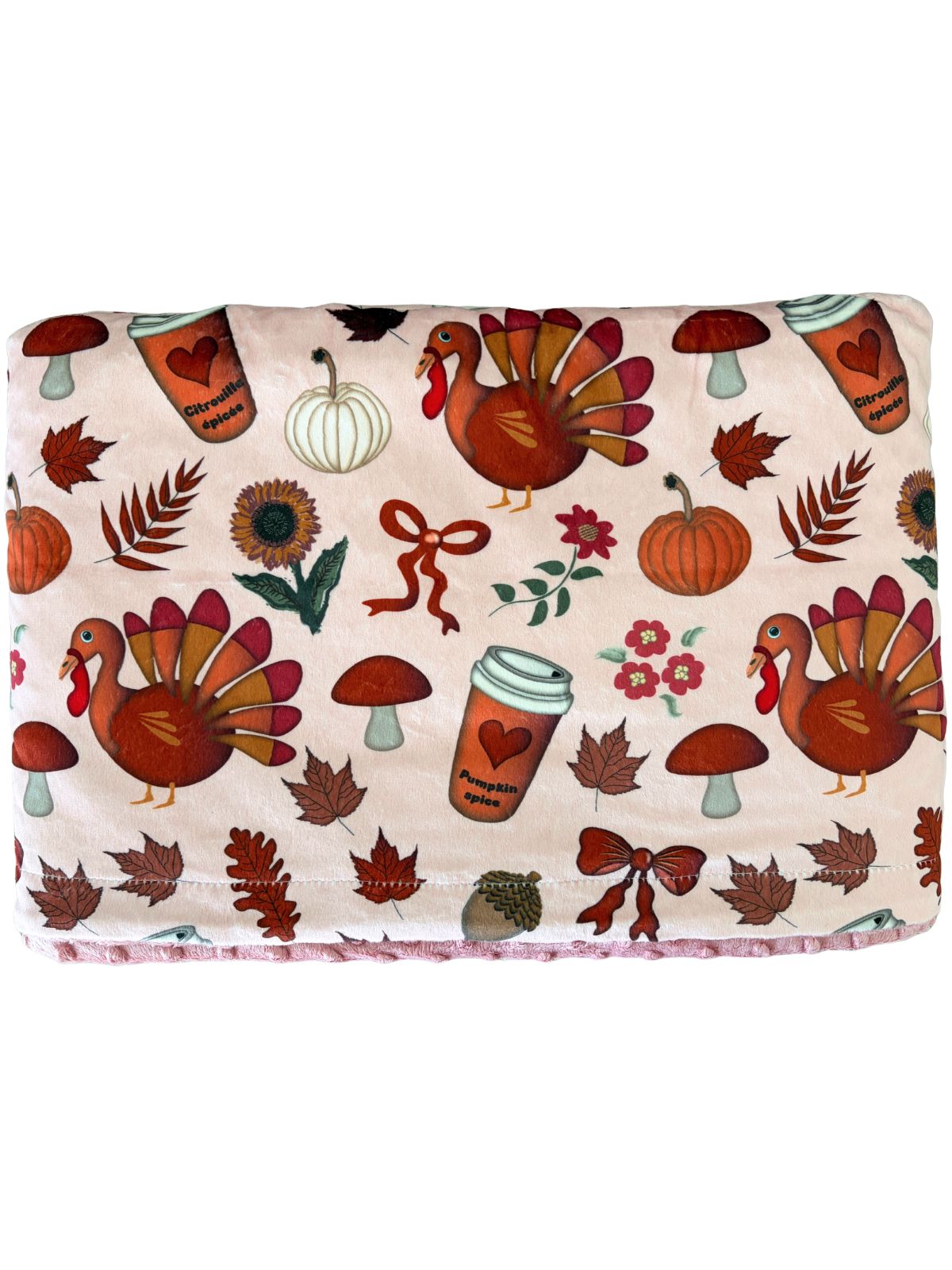 Couverture de bébé : Dindons d’automne (fond rose)