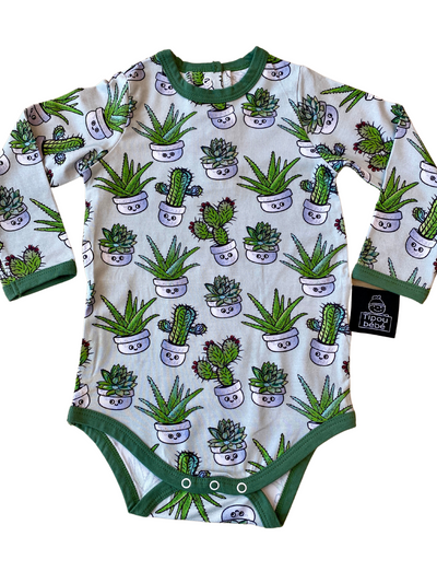 Bodysuit : Soft Cactus and Succulent Plants Sage Green