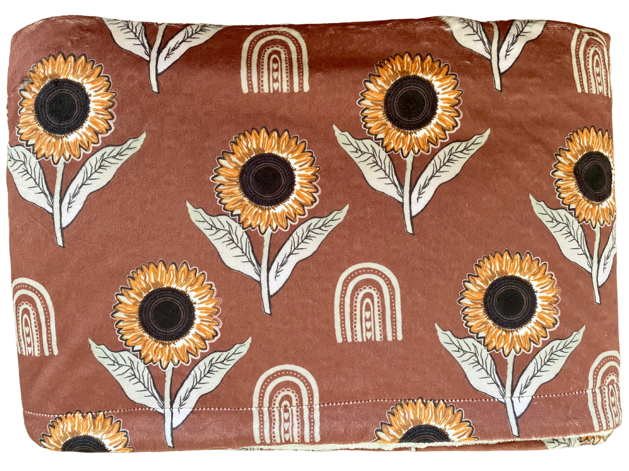 Couverture de bébé : Tournesols BOHO (fond terre)