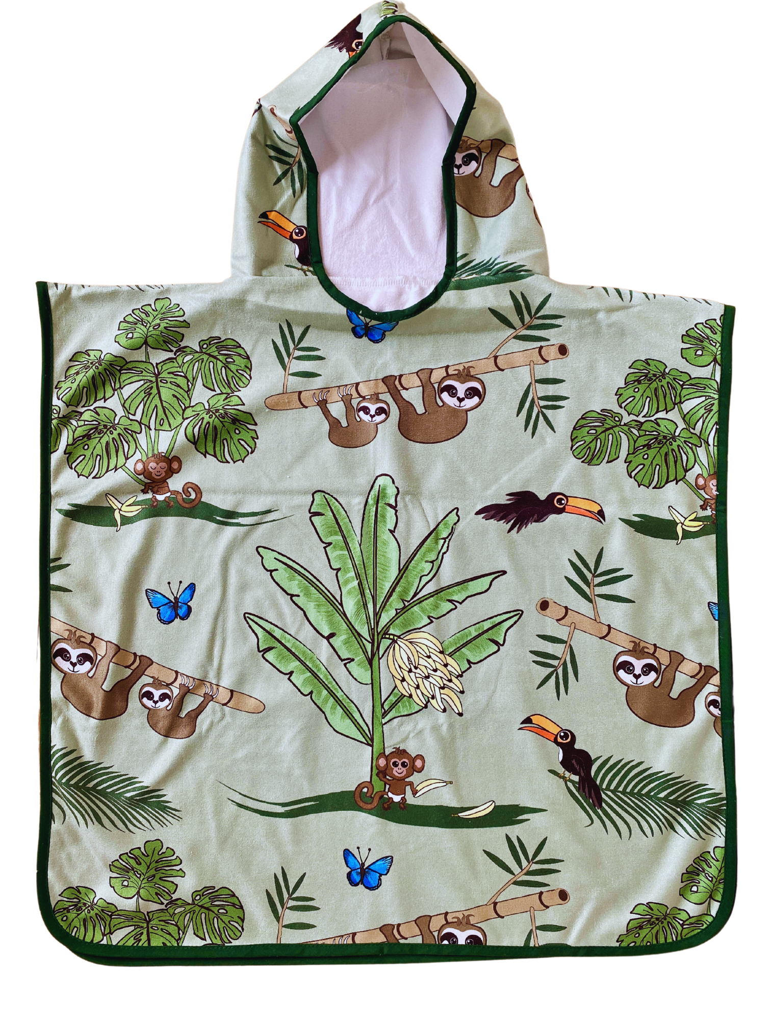 Hooded poncho towel for children (18 months to 5 years): Sloth in the jungle