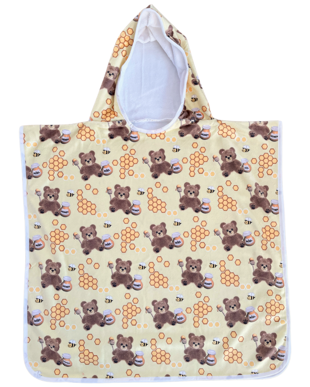 Hooded poncho towel for children (18 months to 5 years): Charming bears and their little honey pots