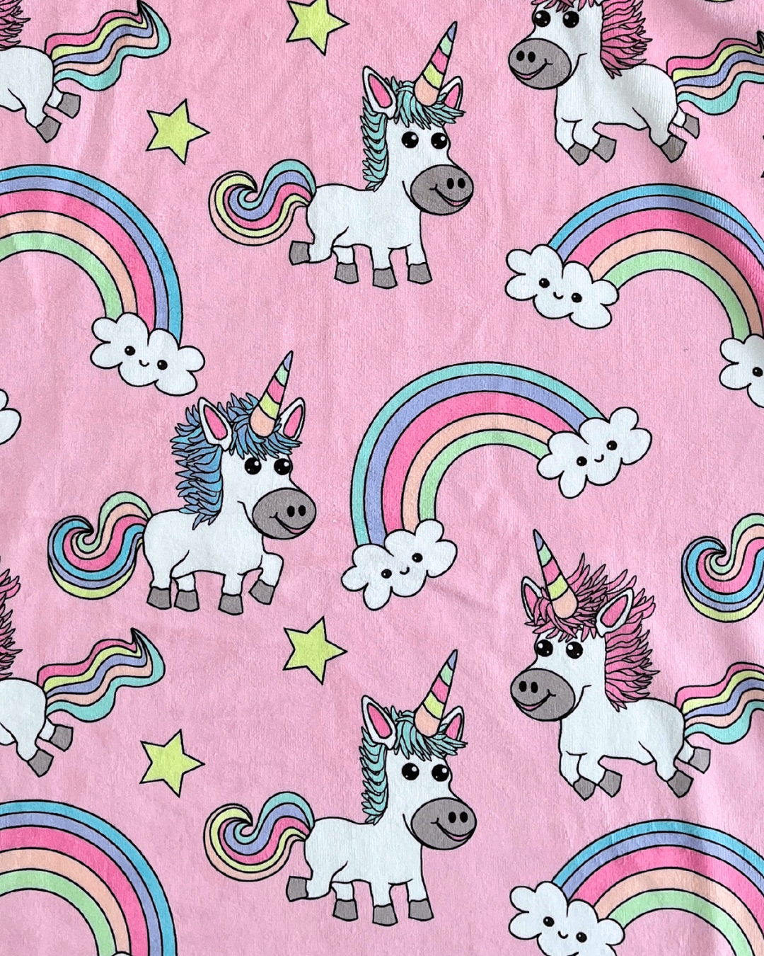 Washcloth: Magical unicorns (pink background)