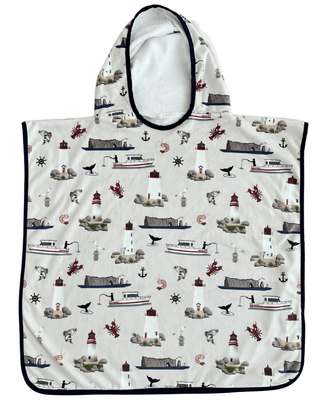 Hooded poncho towel for children (18 months to 5 years): Maritime (beige)