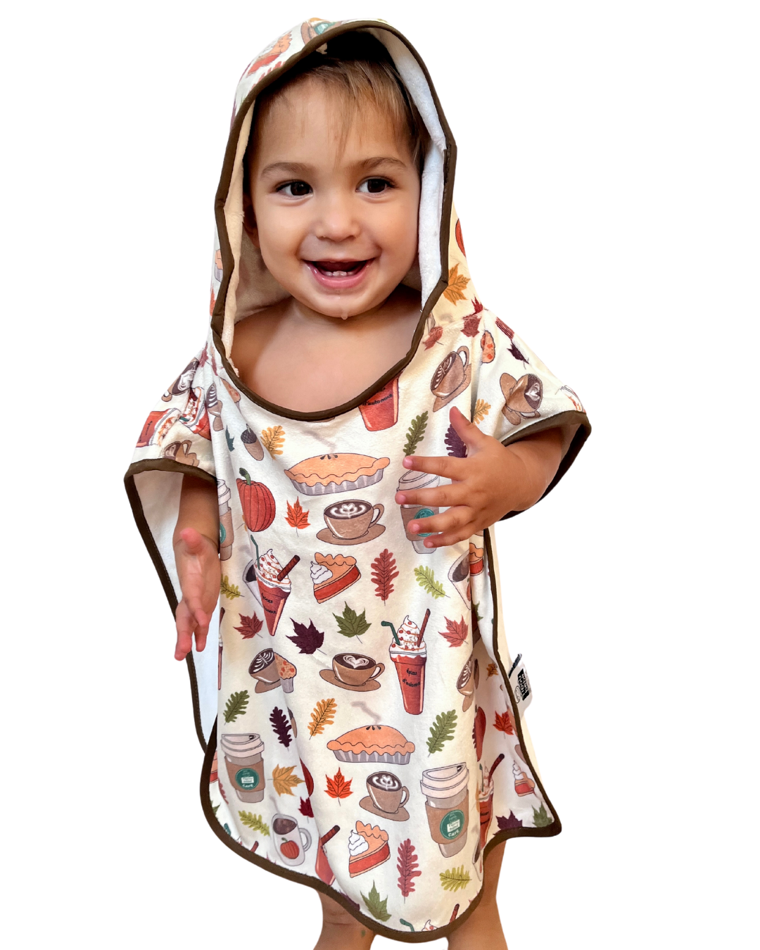 Hooded poncho towel for baby (0-18 months): Spiced pumpkin