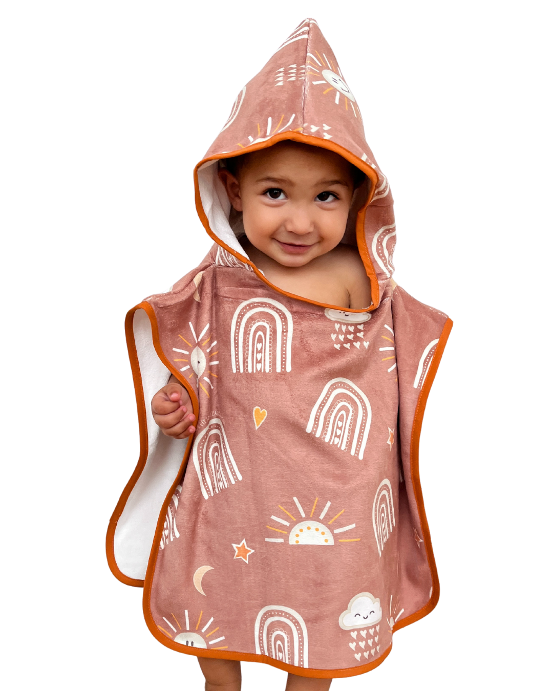 Baby Hooded Poncho Towel (0-18 months): Radiant Sun BOHO (earth background)