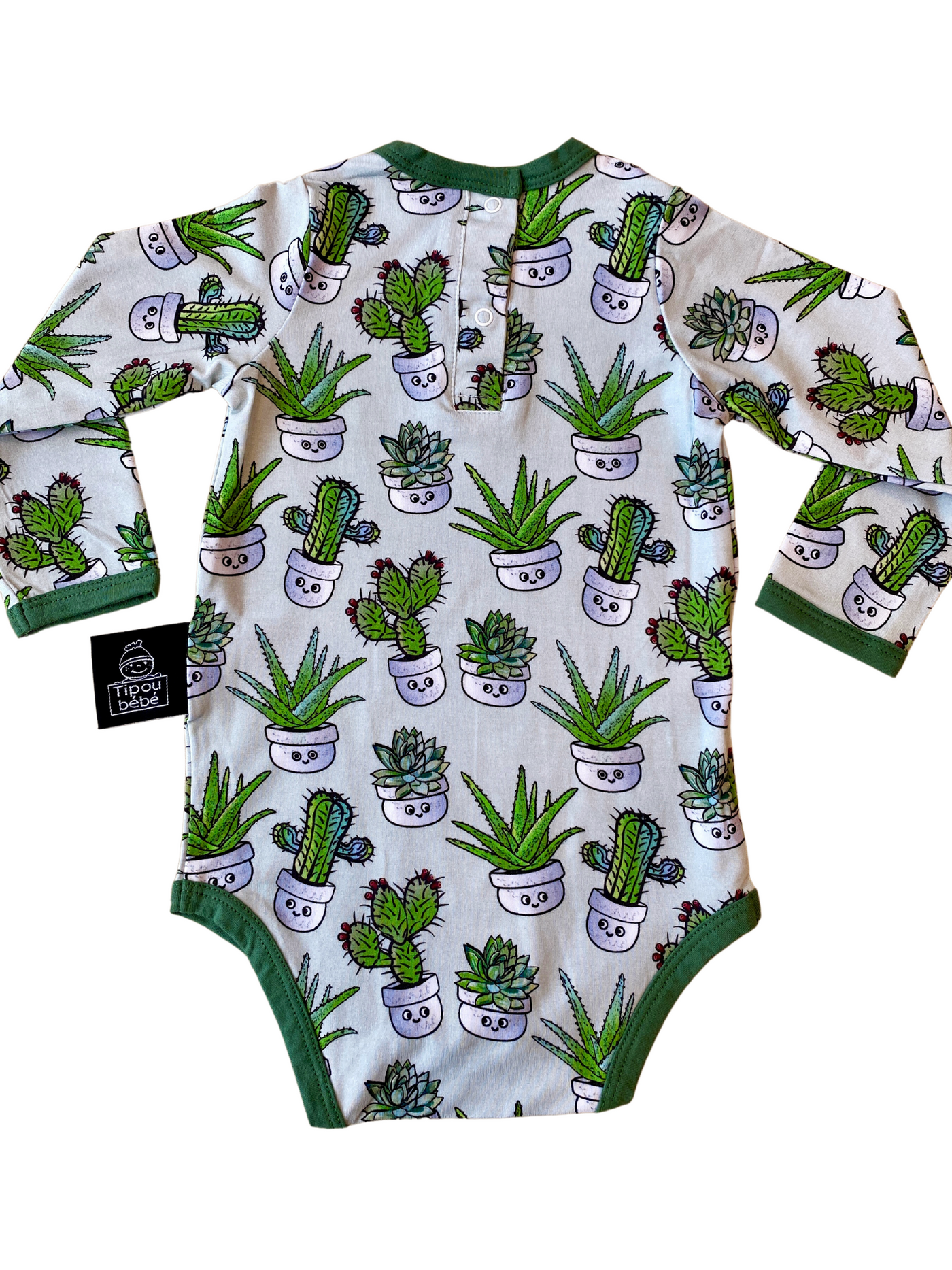 Bodysuit : Soft Cactus and Succulent Plants Sage Green