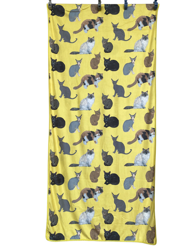 Adult Towel: My Cat Friends (Yellow Background)