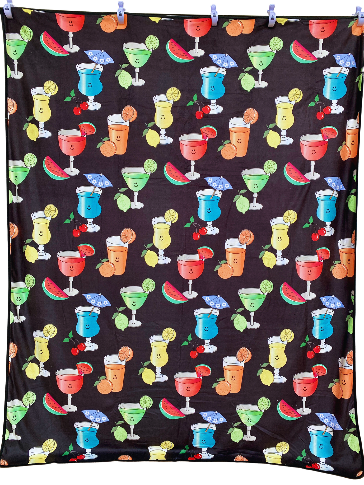 Giant Towel: Refreshing Cocktails (Black Background)