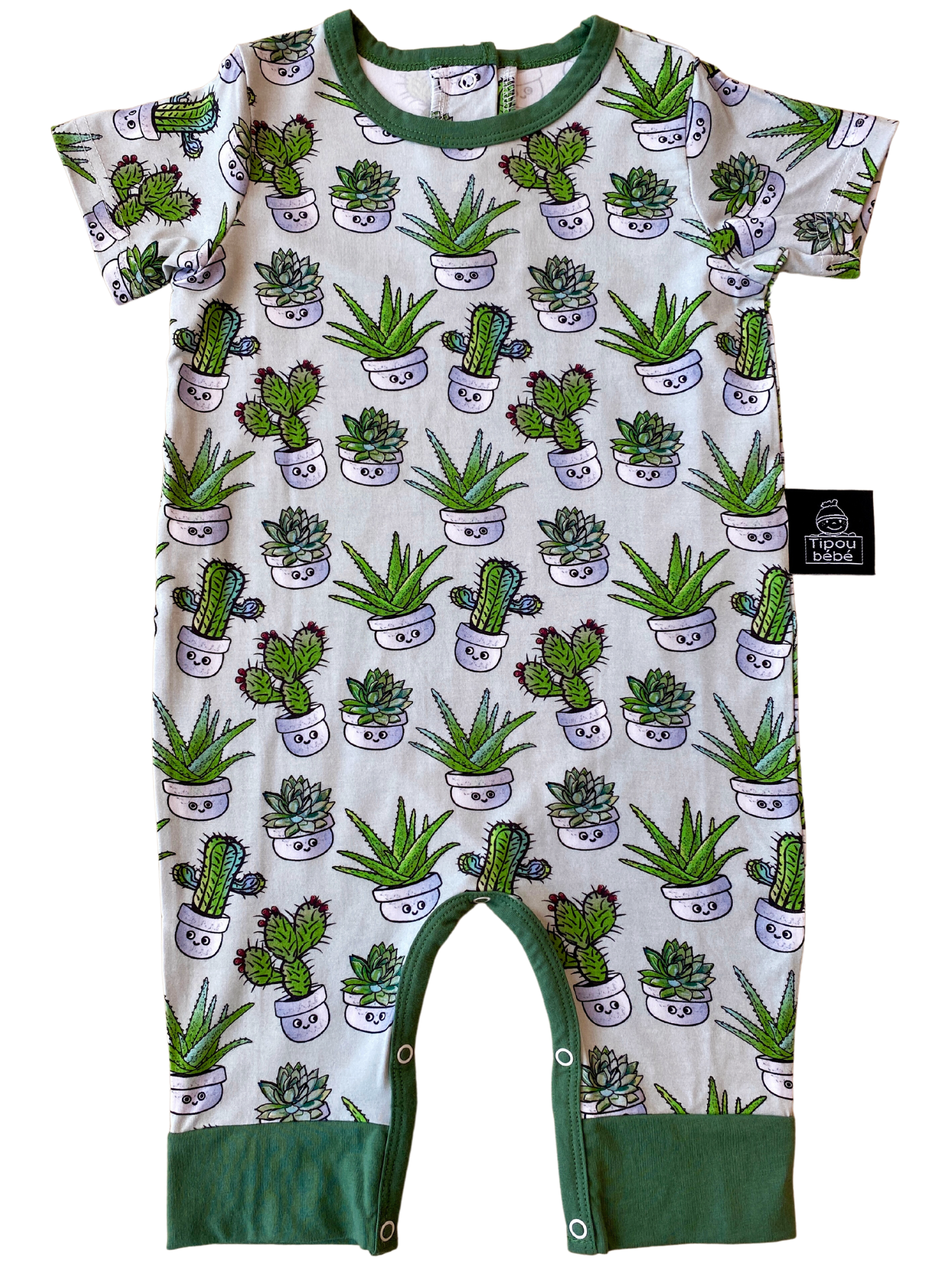Soft Bamboo Romper : Soft Cactus and Succulent Plants Sage Green
