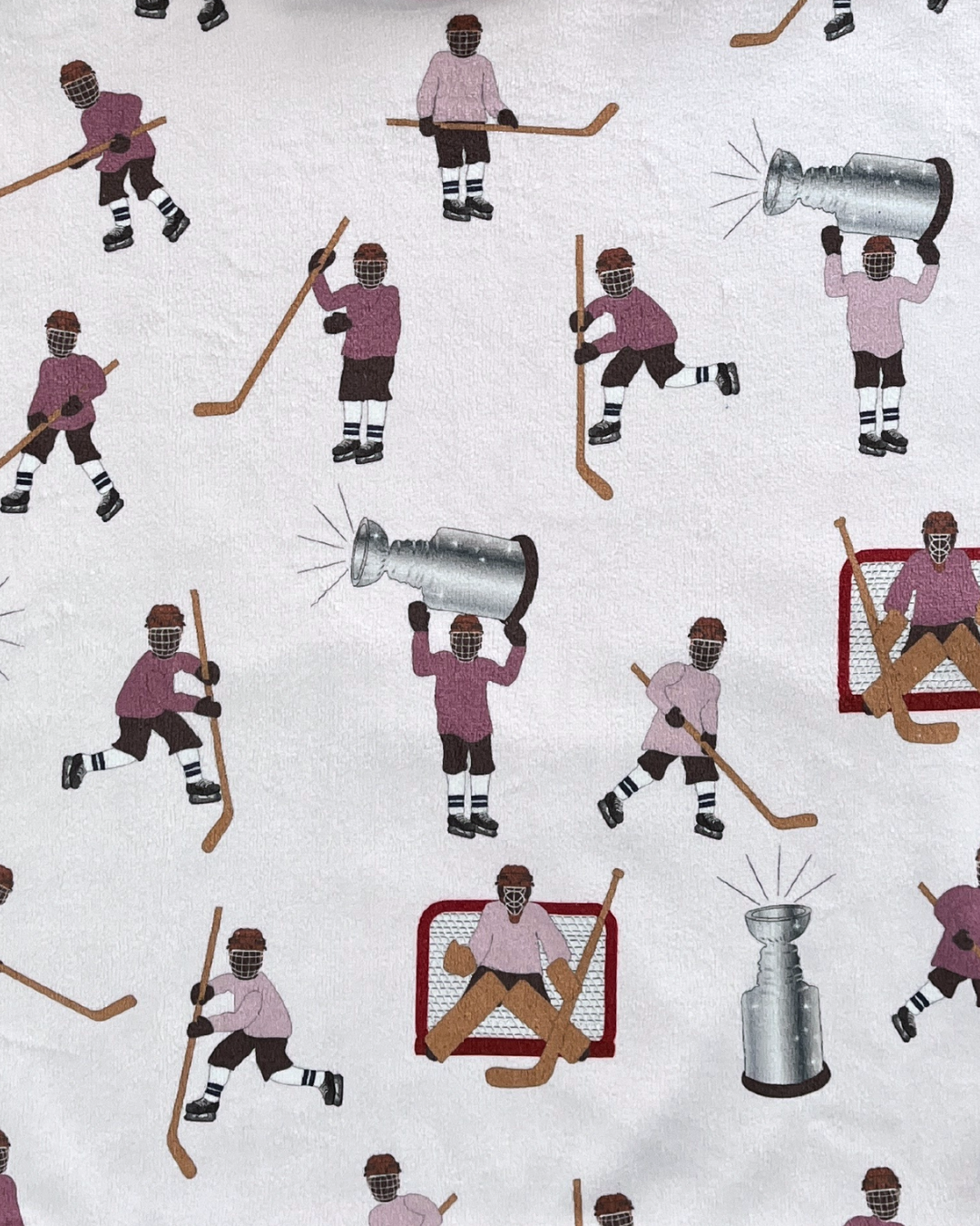 Serviette à capuchon pour enfant (18 mois à 5 ans) : Joueurs de hockey (rose vs mauve)