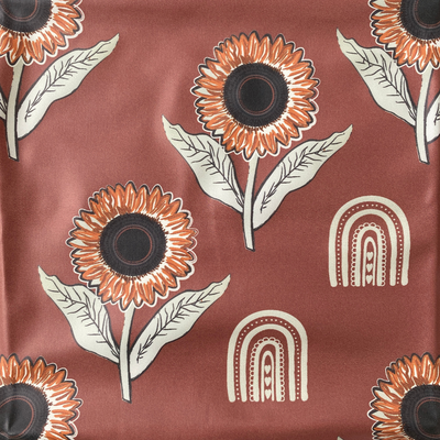 Waterproof Bib Apron with long sleeves and pocket: BOHO Sunflowers (Earth Background)