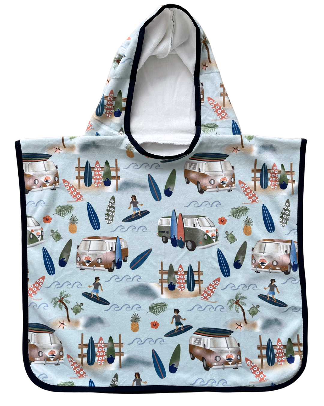 Hooded poncho towel for baby (0-18 months): Surf day in Westfalia