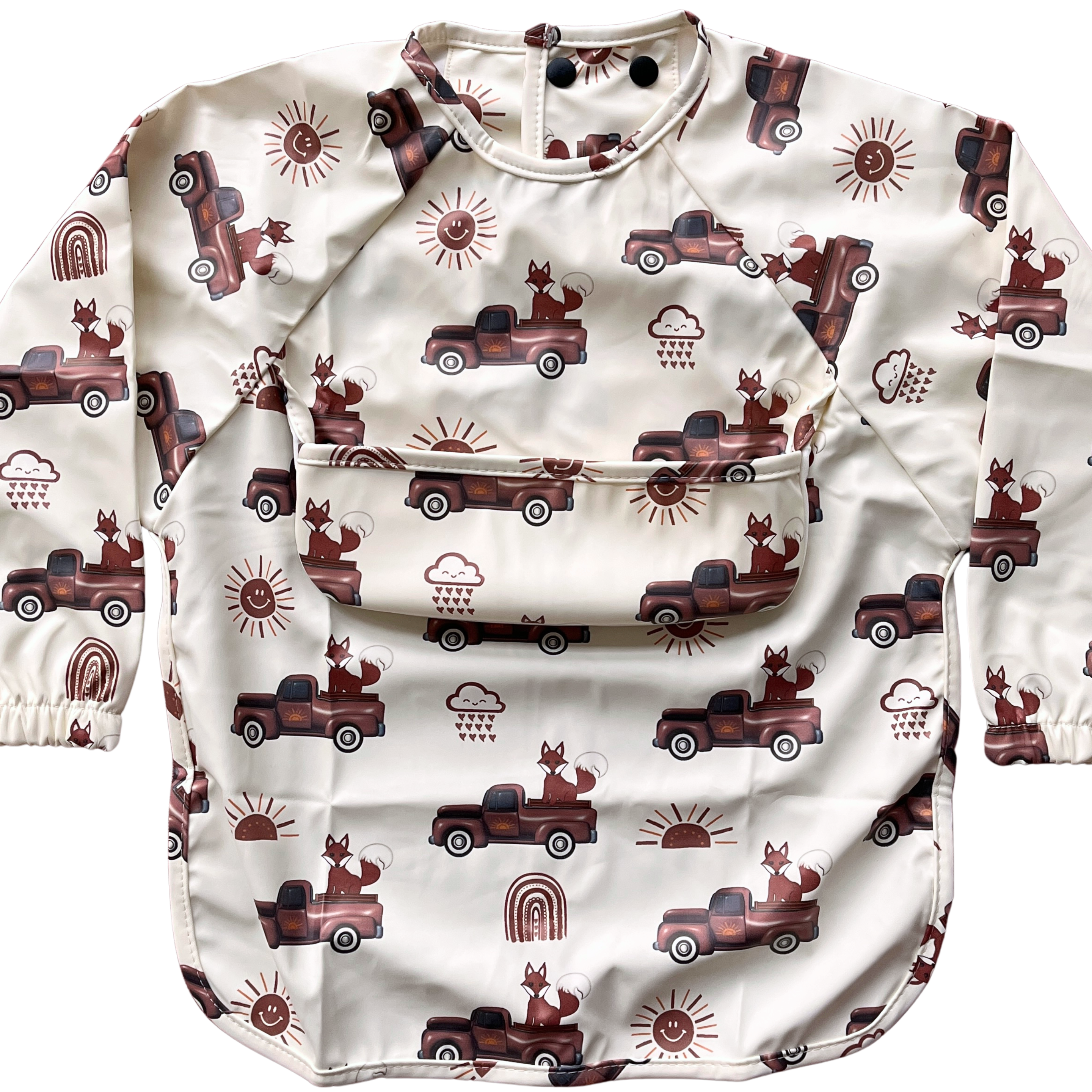 Bavette imperméable à manches longues avec poche : Camions vintages et renards