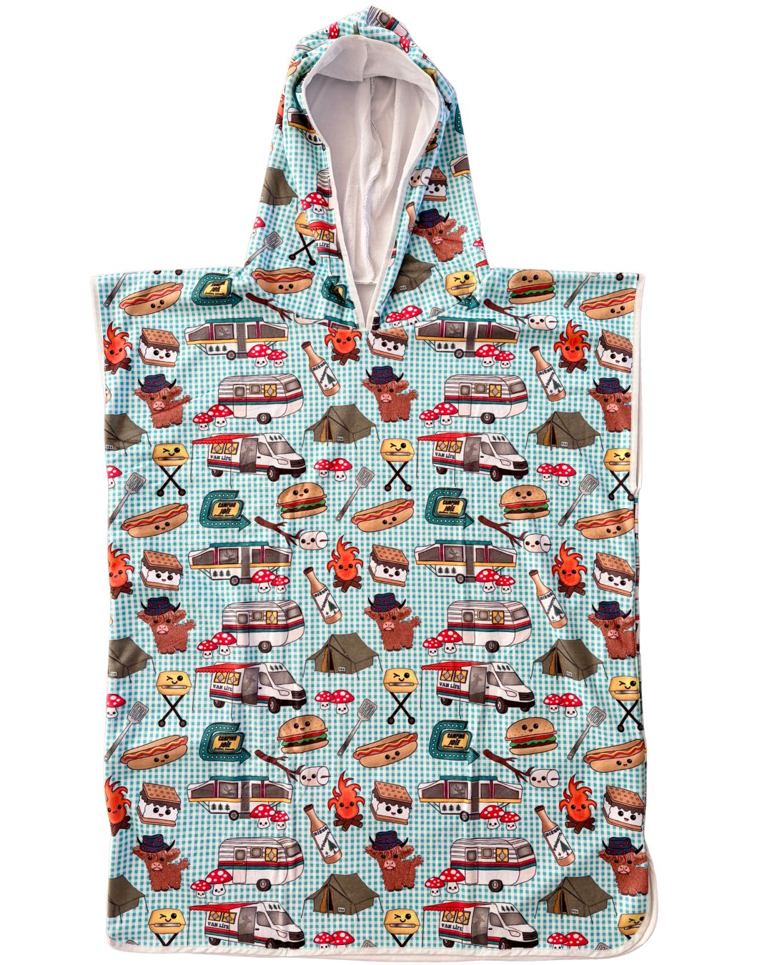 Serviette poncho à capuchon pour adulte et enfant : BBQ au camping Joie