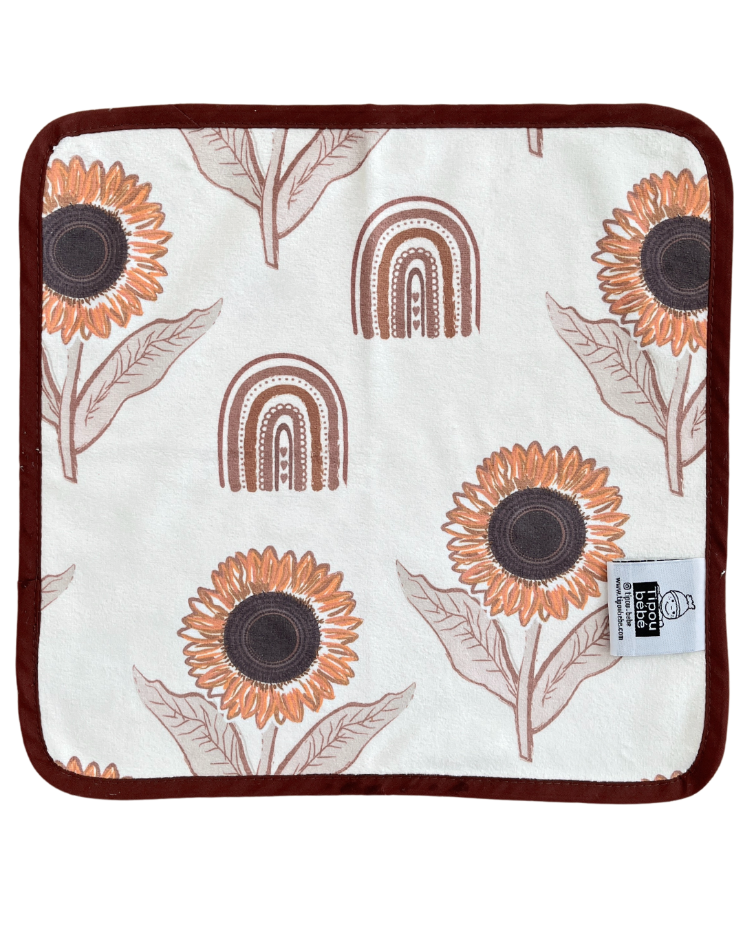 Washcloth: BOHO Sunflowers (cream background)