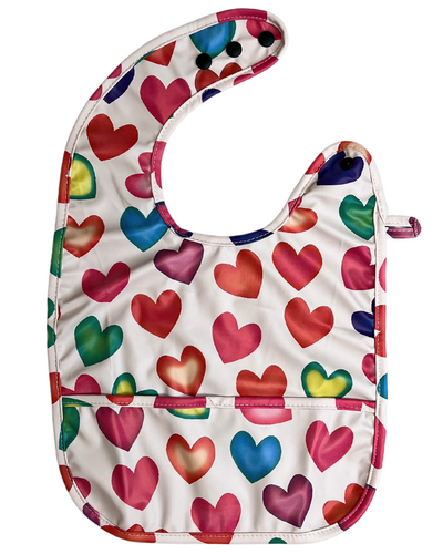 Waterproof bib with pocket: Shining hearts