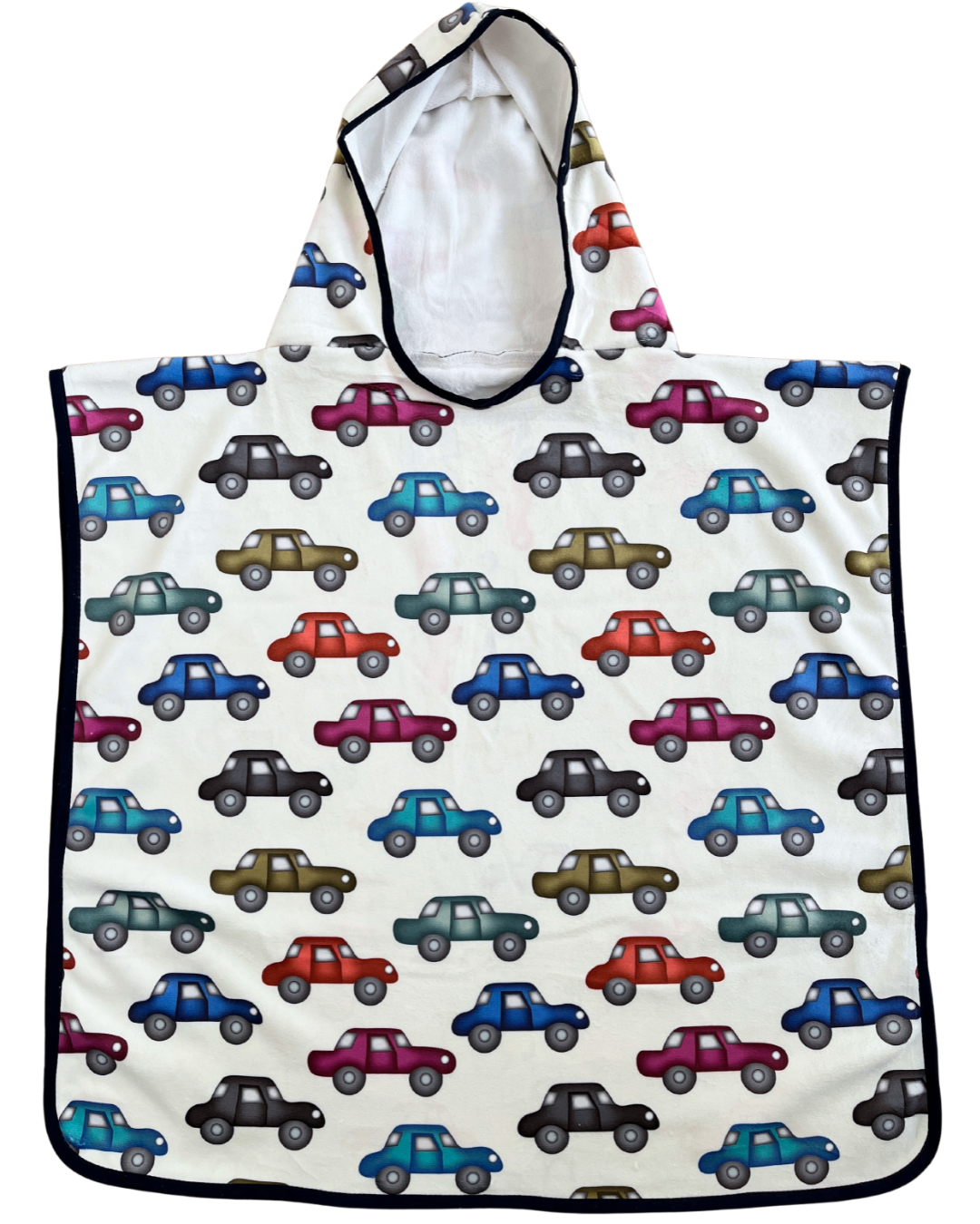 Serviette poncho à capuchon pour enfant (18 mois à 5 ans) : Voitures multicolores
